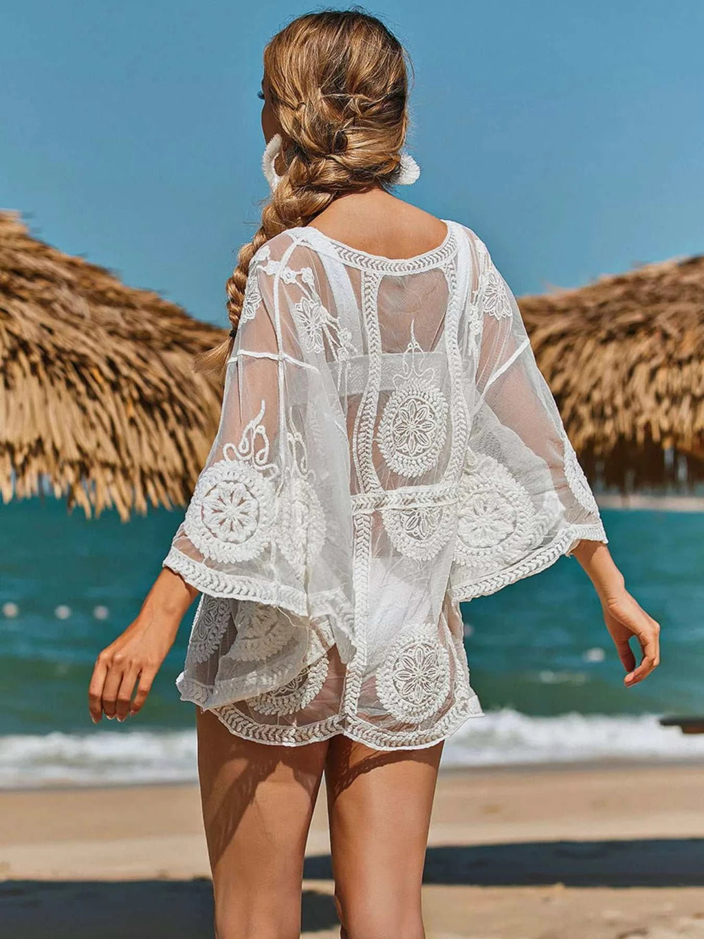 Lace Embroidered Sheer Cover-Up - GlowUp Garments