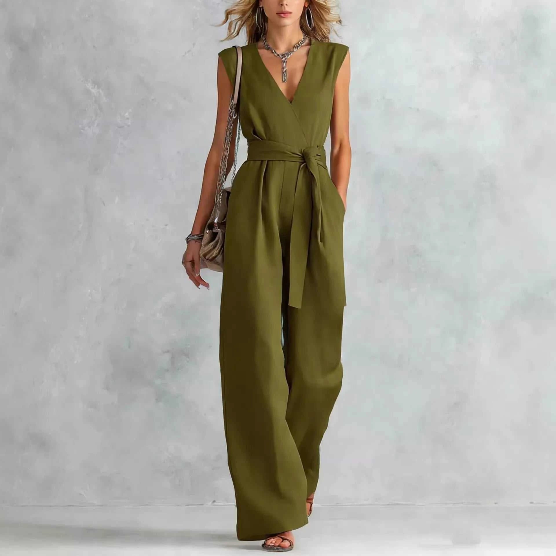 Sleeveless Wide Leg Jumpsuit - GlowUp Garments