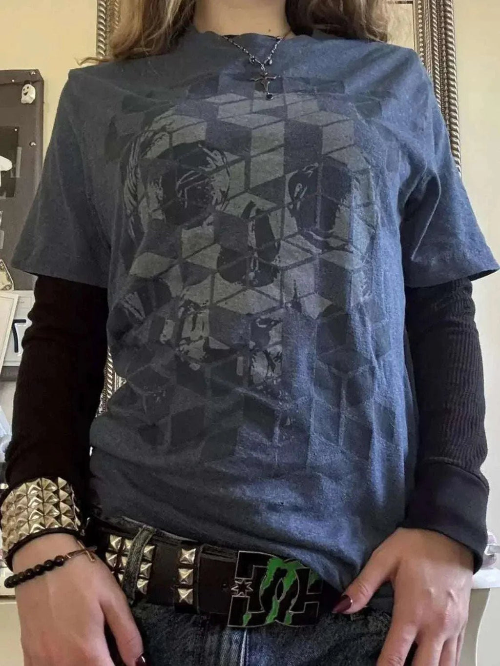 Skull Graphic Round Neck Long Sleeve T-Shirt - GlowUp Garments