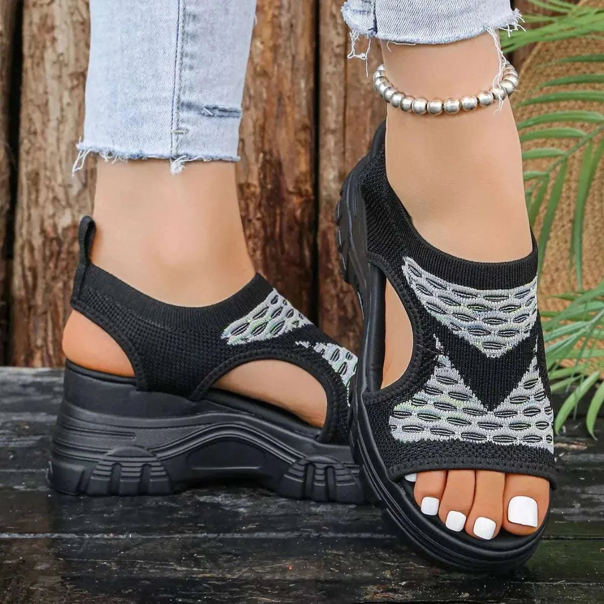 Open Toe Platform Sandals - GlowUp Garments