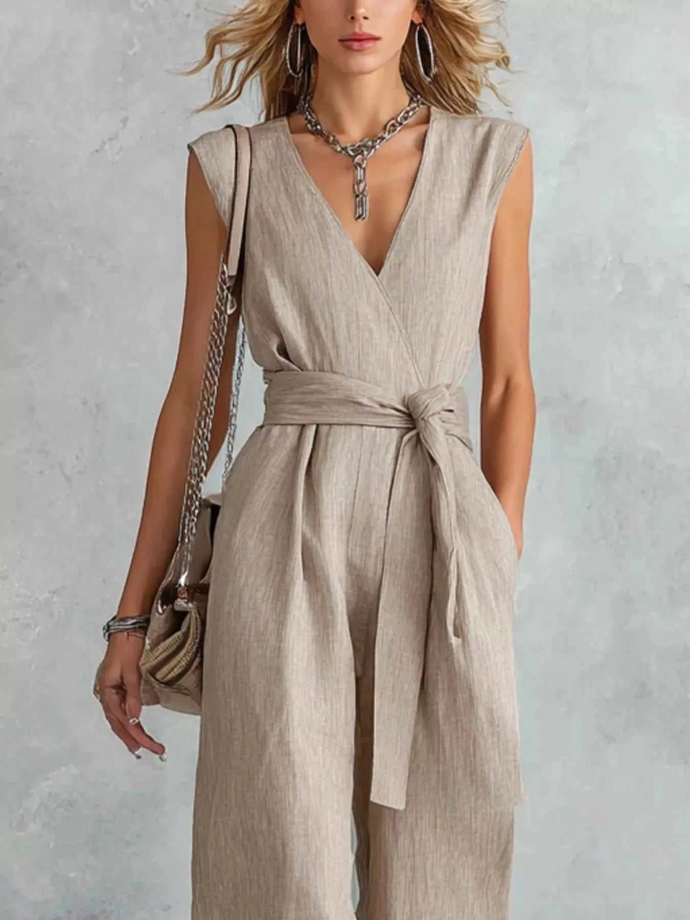 Sleeveless Wide Leg Jumpsuit - GlowUp Garments
