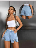 Bow High Waist Denim Shorts