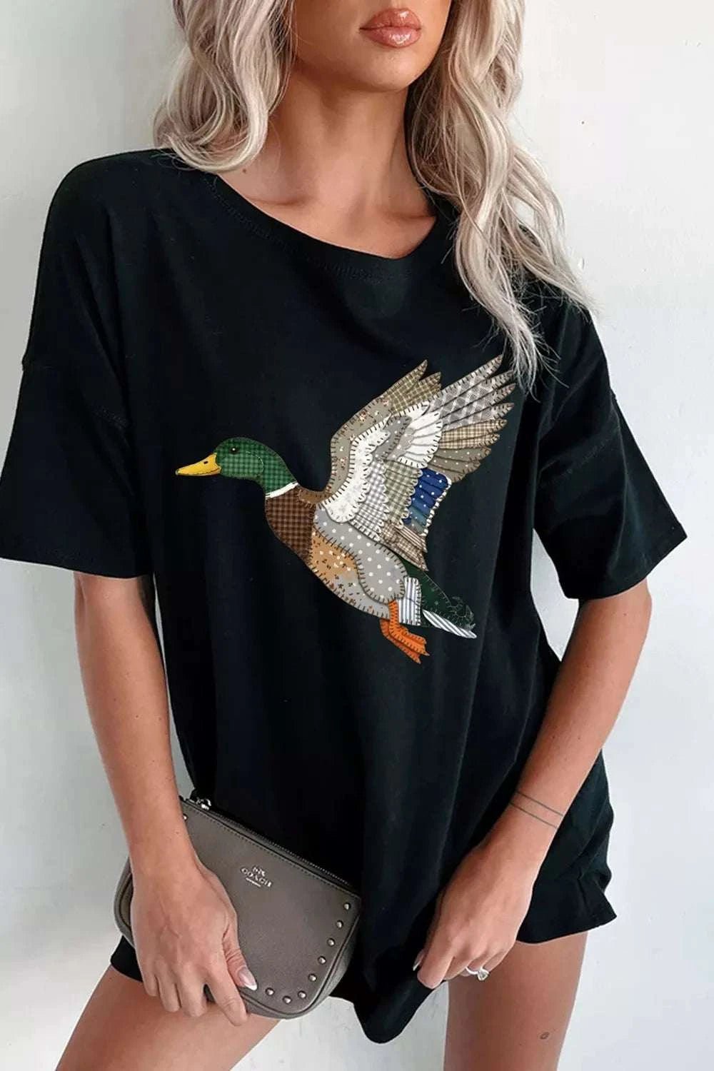 Flying Duck Graphic Round Neck T-Shirt - GlowUp Garments