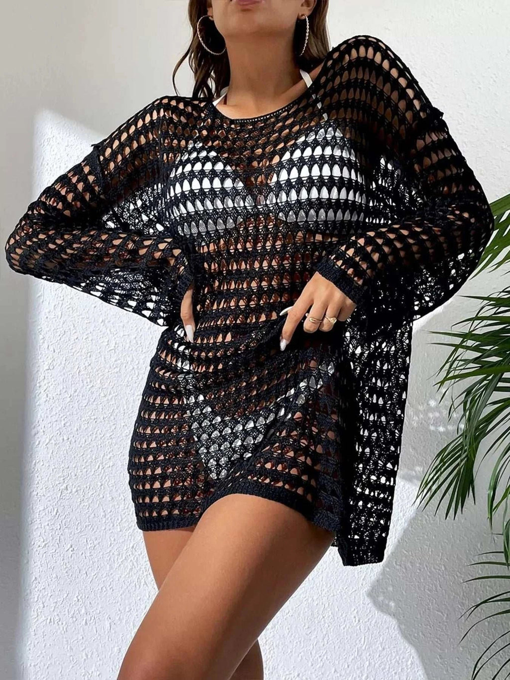 Crochet Knit Long Sleeve Cover-Up - GlowUp Garments