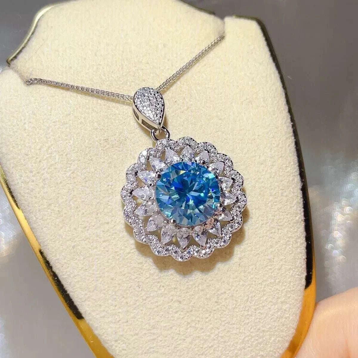 5 Carat 925 Sterling Silver Moissanite Pendant Necklace - GlowUp Garments