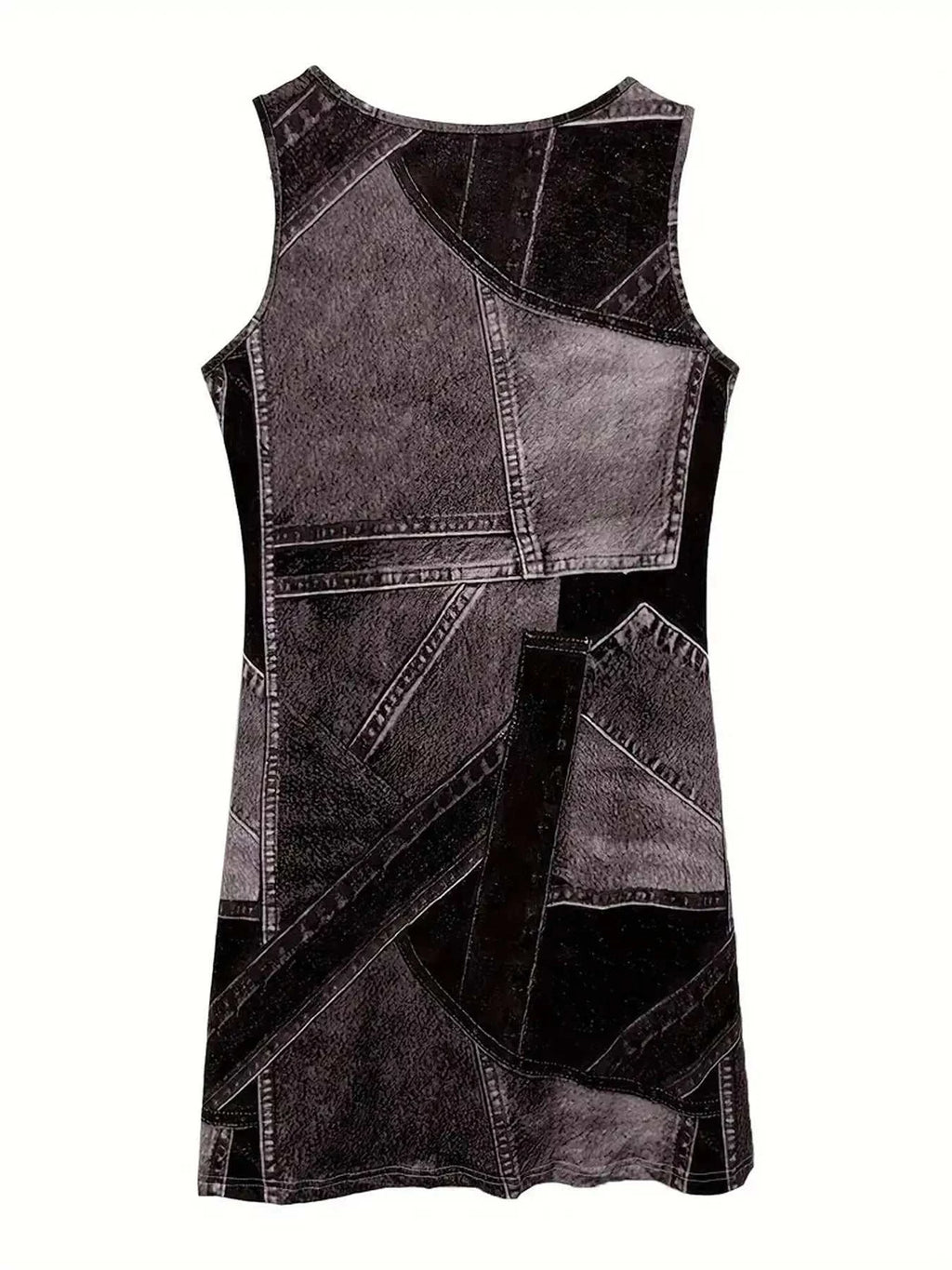 Patchwork Denim Sleeveless Dress - GlowUp Garments