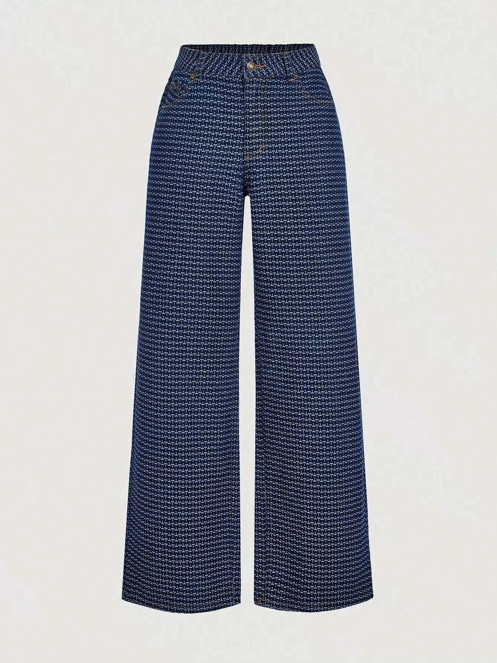 Halter Neck Denim Vest and Wide-Leg Jeans Set - GlowUp Garments