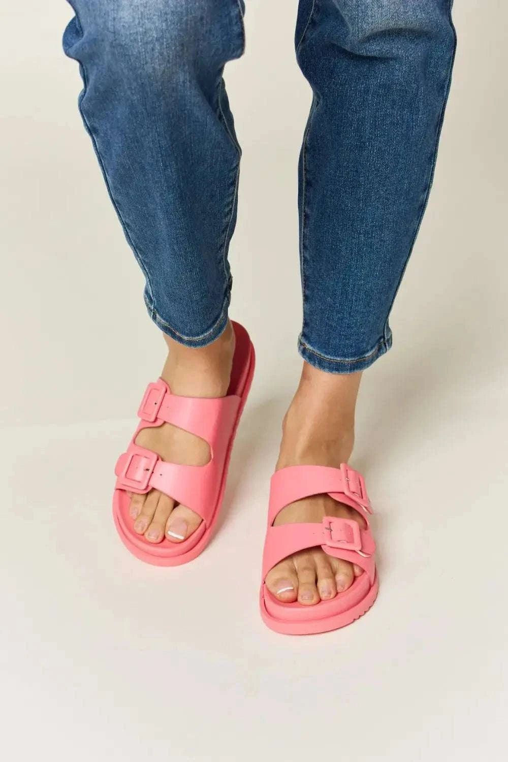 Legend Double Buckle Open Toe Sandals - GlowUp Garments