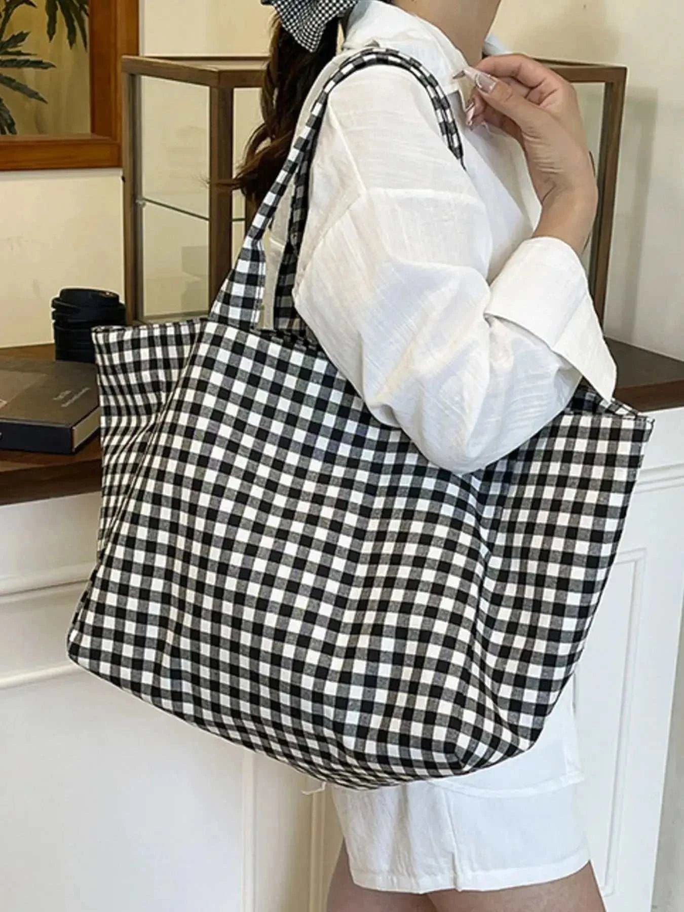 Classic Plaid Tote Bag - GlowUp Garments