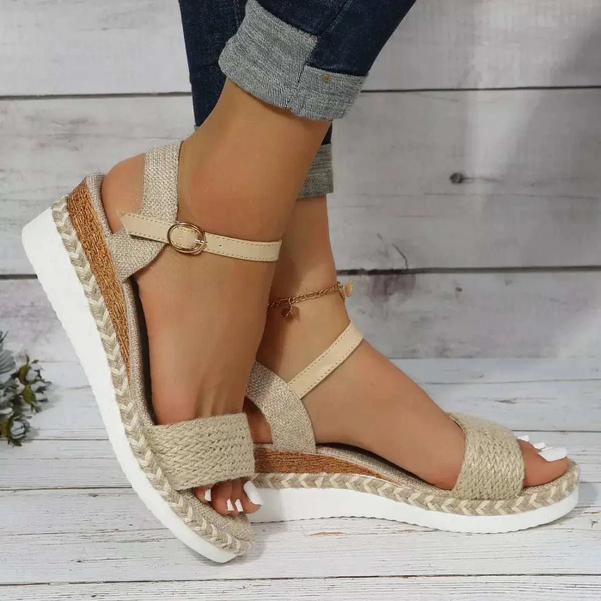 Open Toe Wedge Sandals - GlowUp Garments