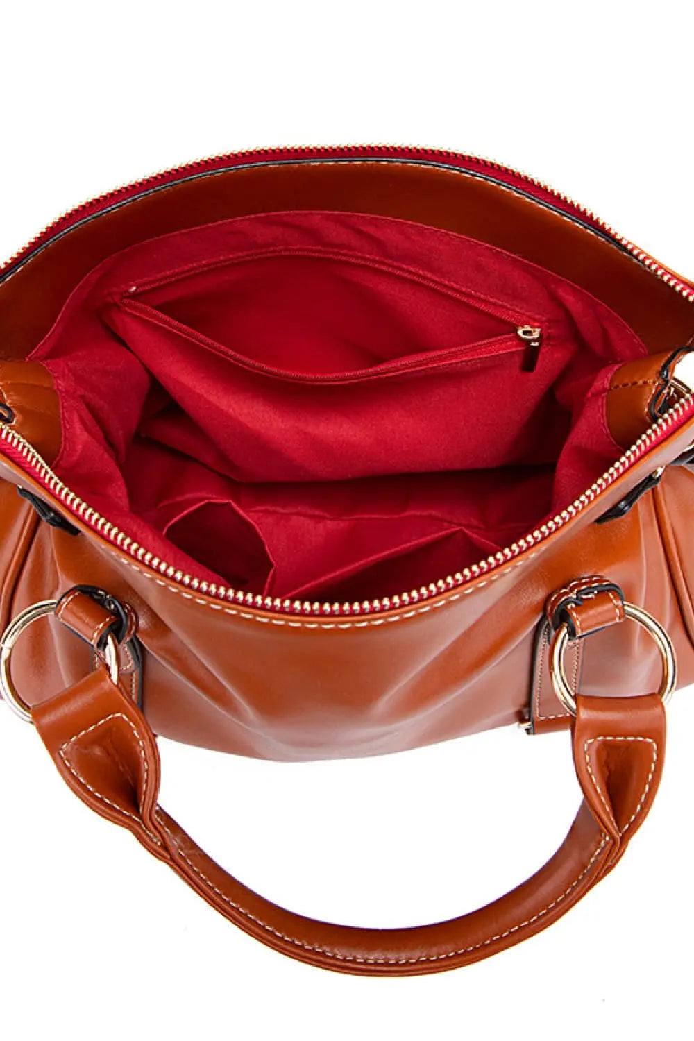 PU Leather Handbag with Tassels - GlowUp Garments
