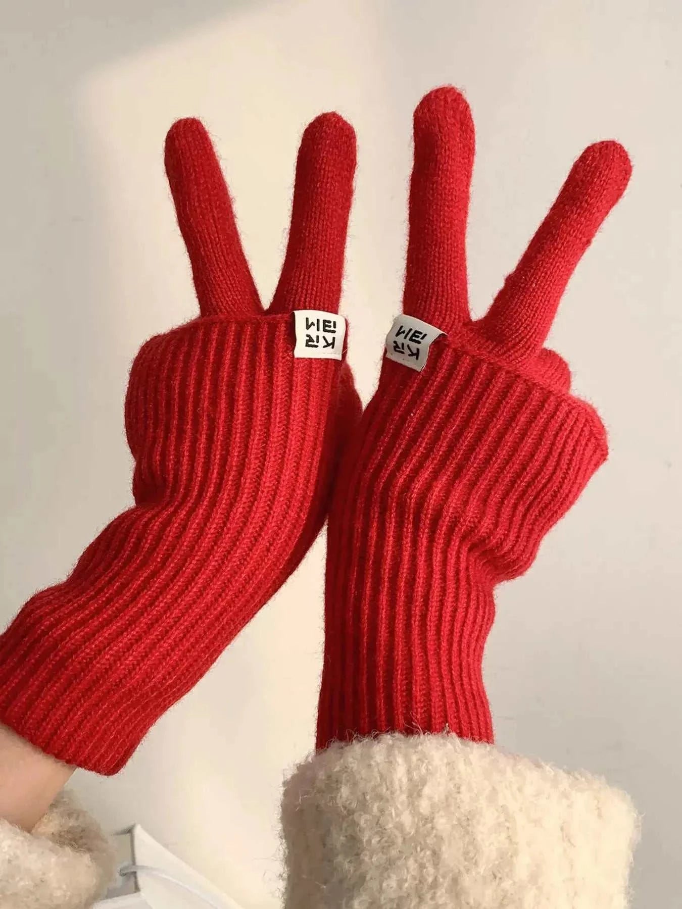 Ribbed Knit Winter Gloves - GlowUp Garments