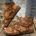 Leopard Buckle Platform Sandals - GlowUp Garments