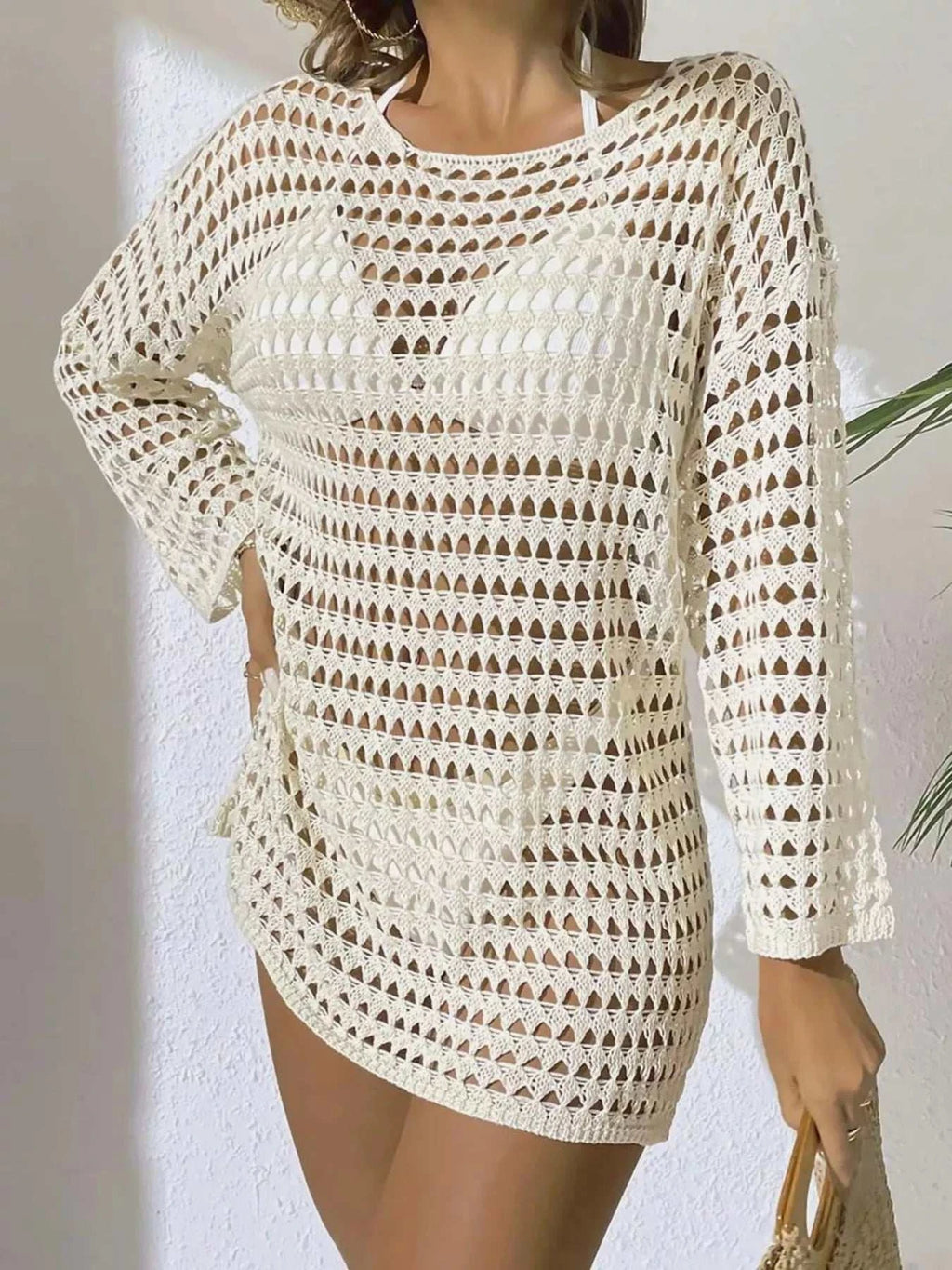 Crochet Knit Long Sleeve Cover-Up - GlowUp Garments
