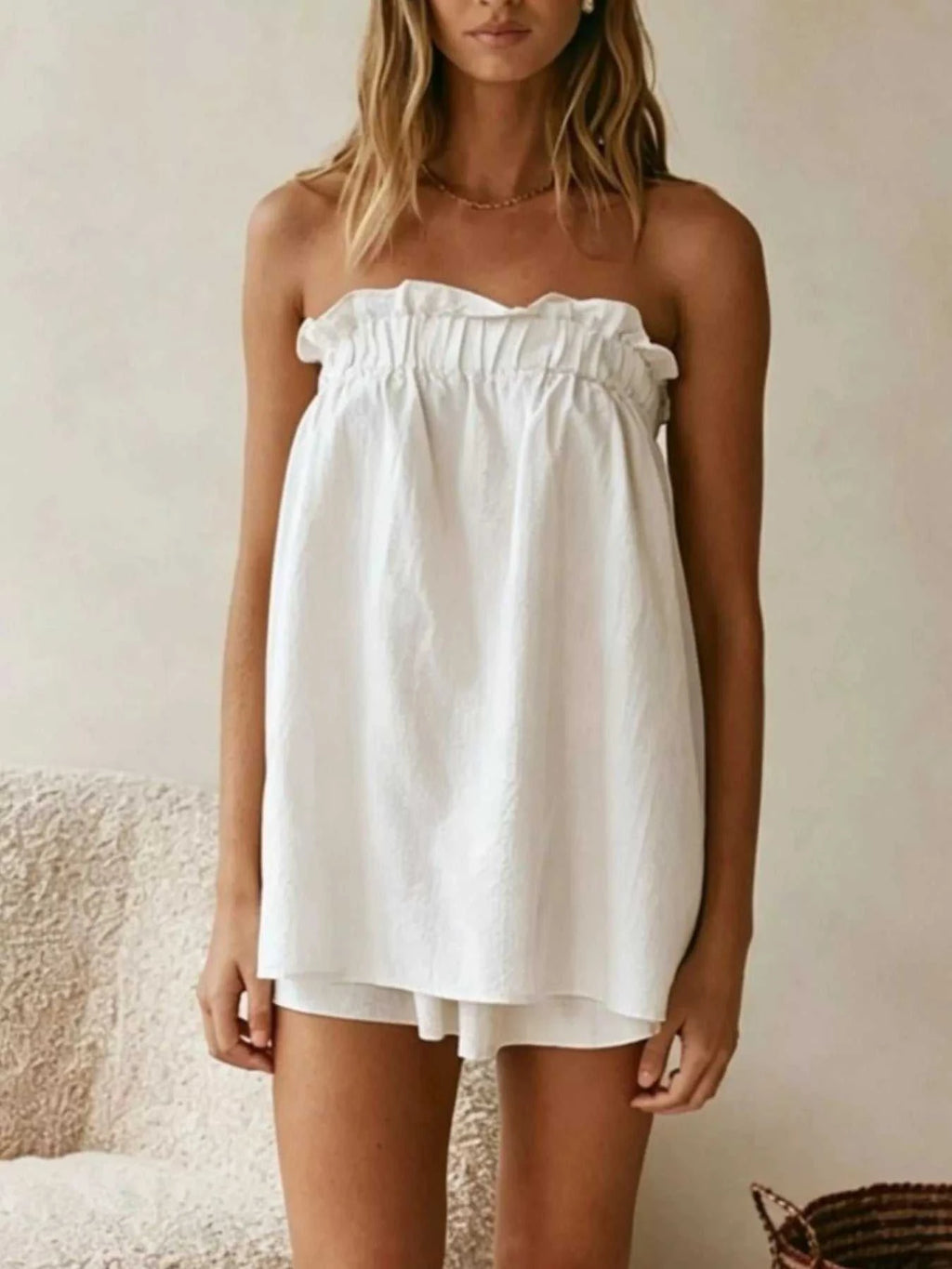 Full Size Strapless Top and High-Waisted Skirt Set Plus Size - GlowUp Garments