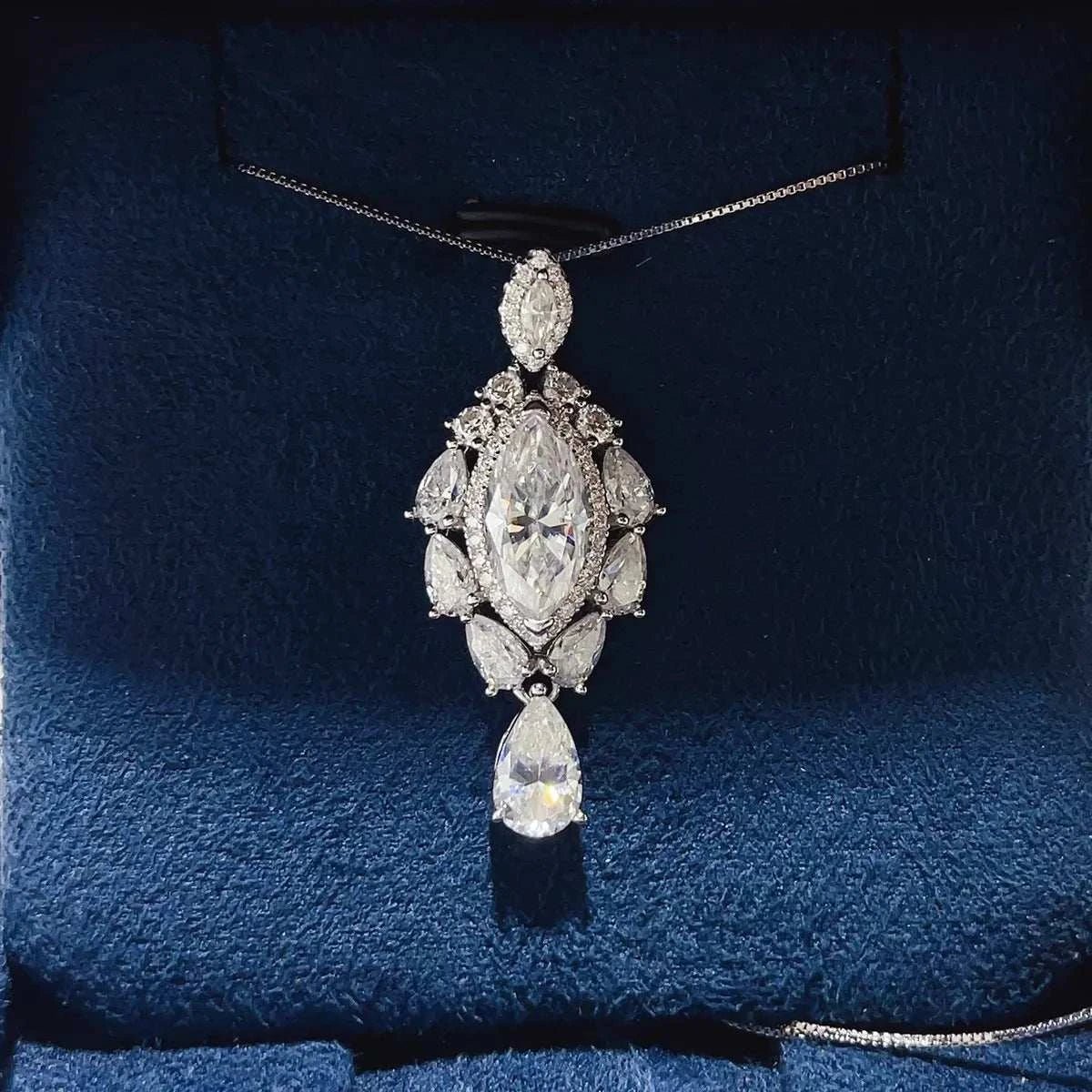 3 Carat 925 Sterling Silver Moissanite Pendant Necklace - GlowUp Garments