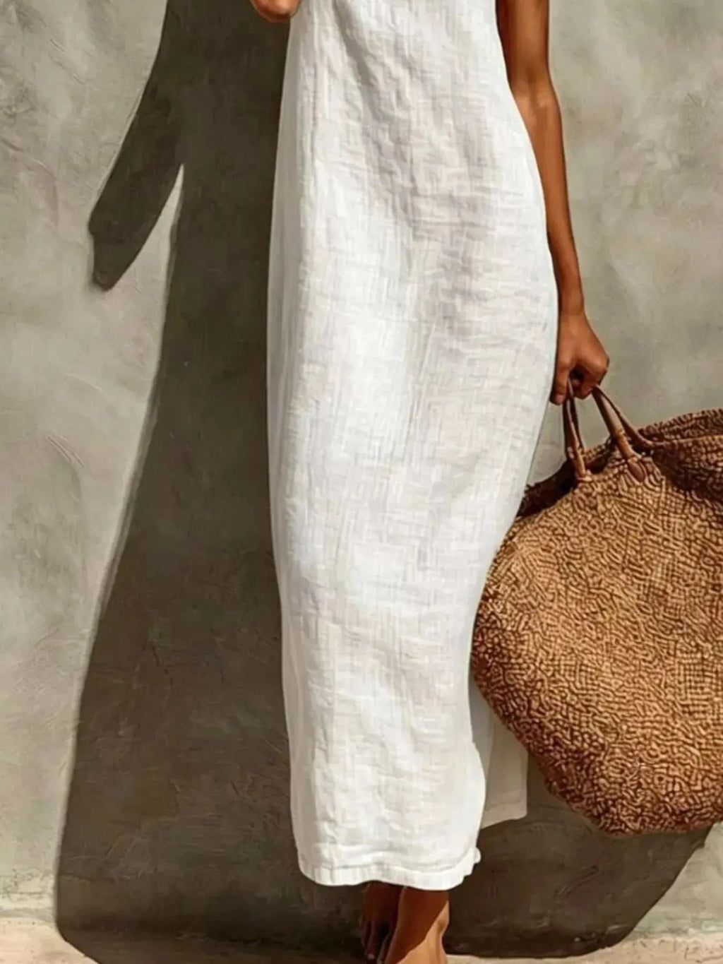Sleeveless Linen Casual Maxi Dress - GlowUp Garments