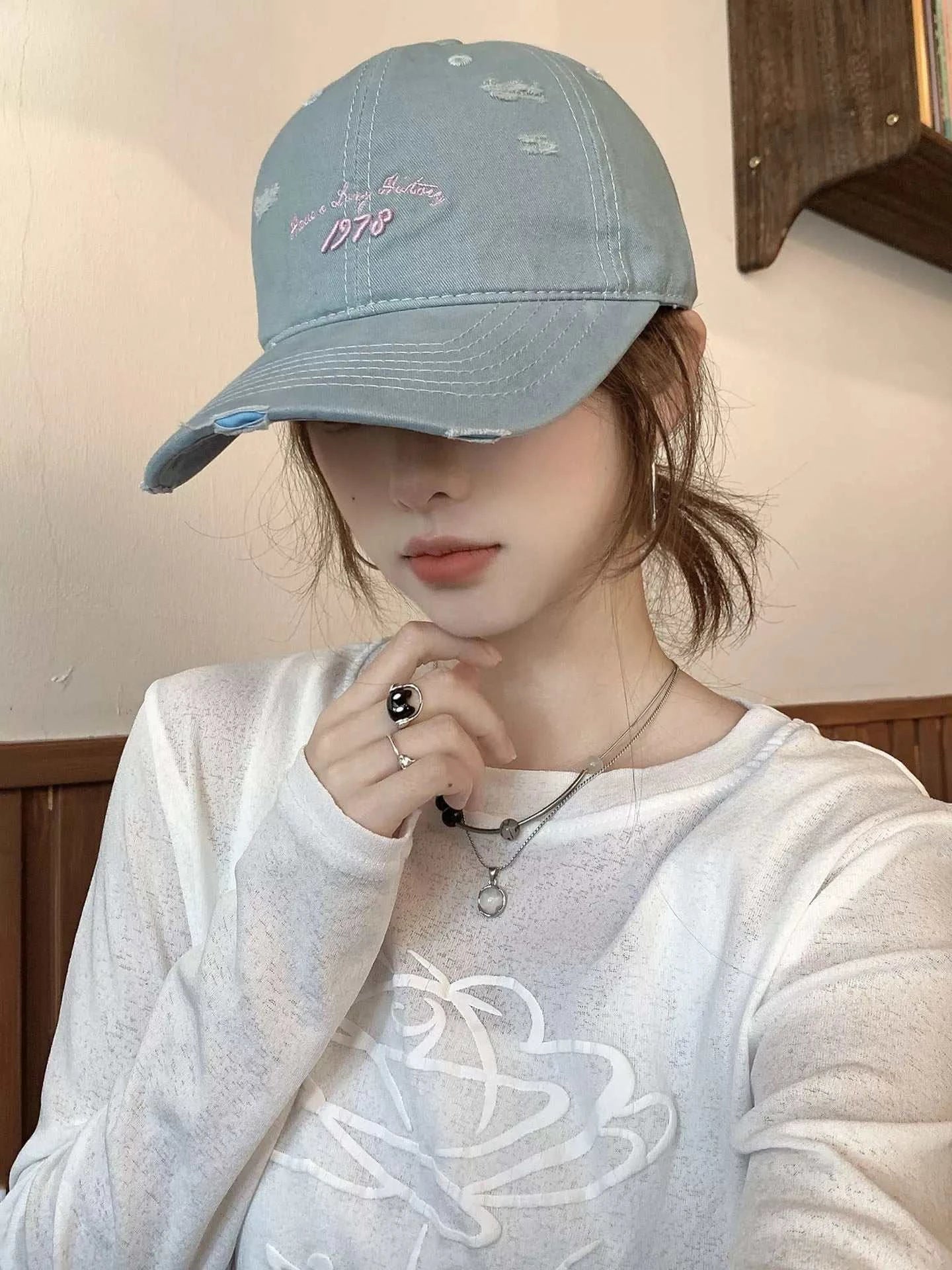 Embroidered Distressed Baseball Cap - GlowUp Garments