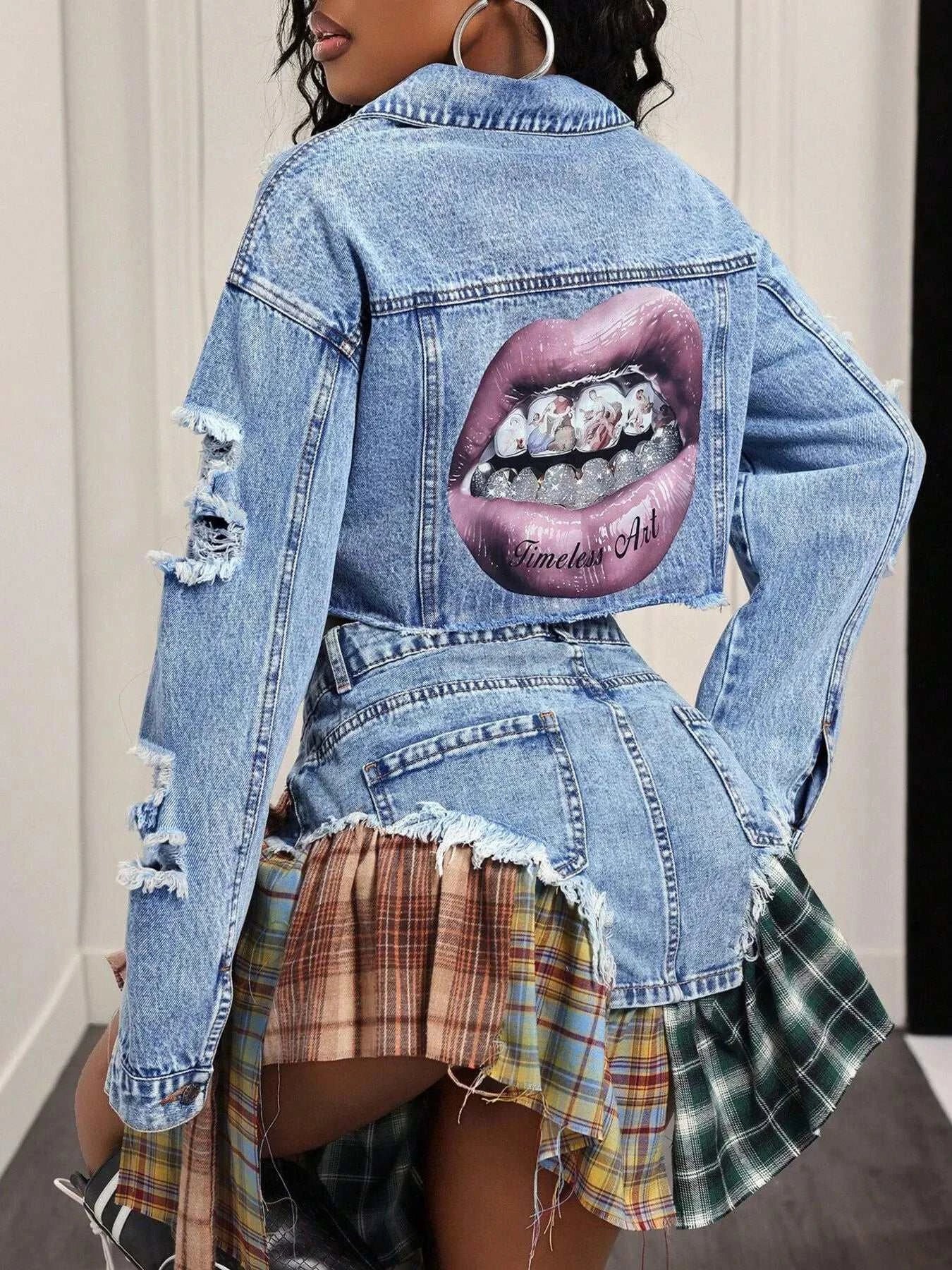 Distressed Cropped Denim Jacket - GlowUp Garments