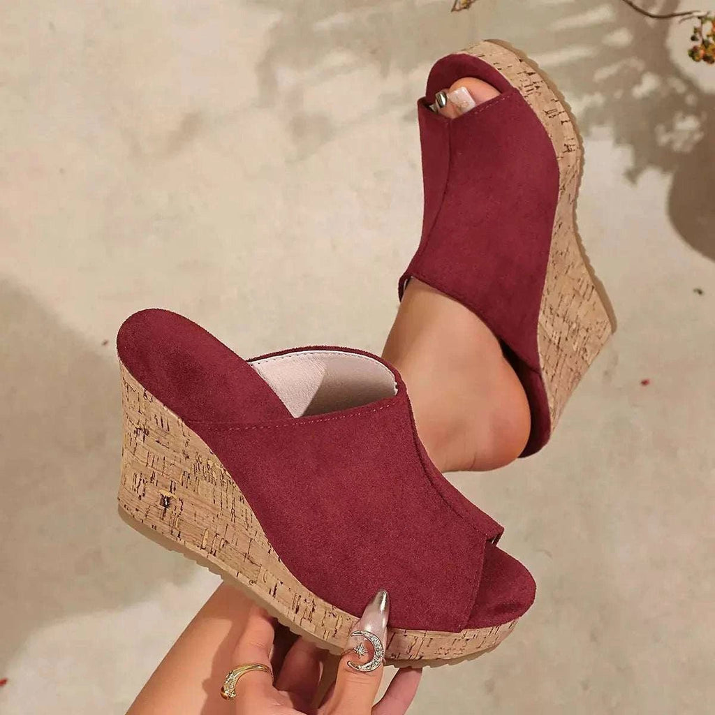 Open Toe Wedge Sandals - GlowUp Garments