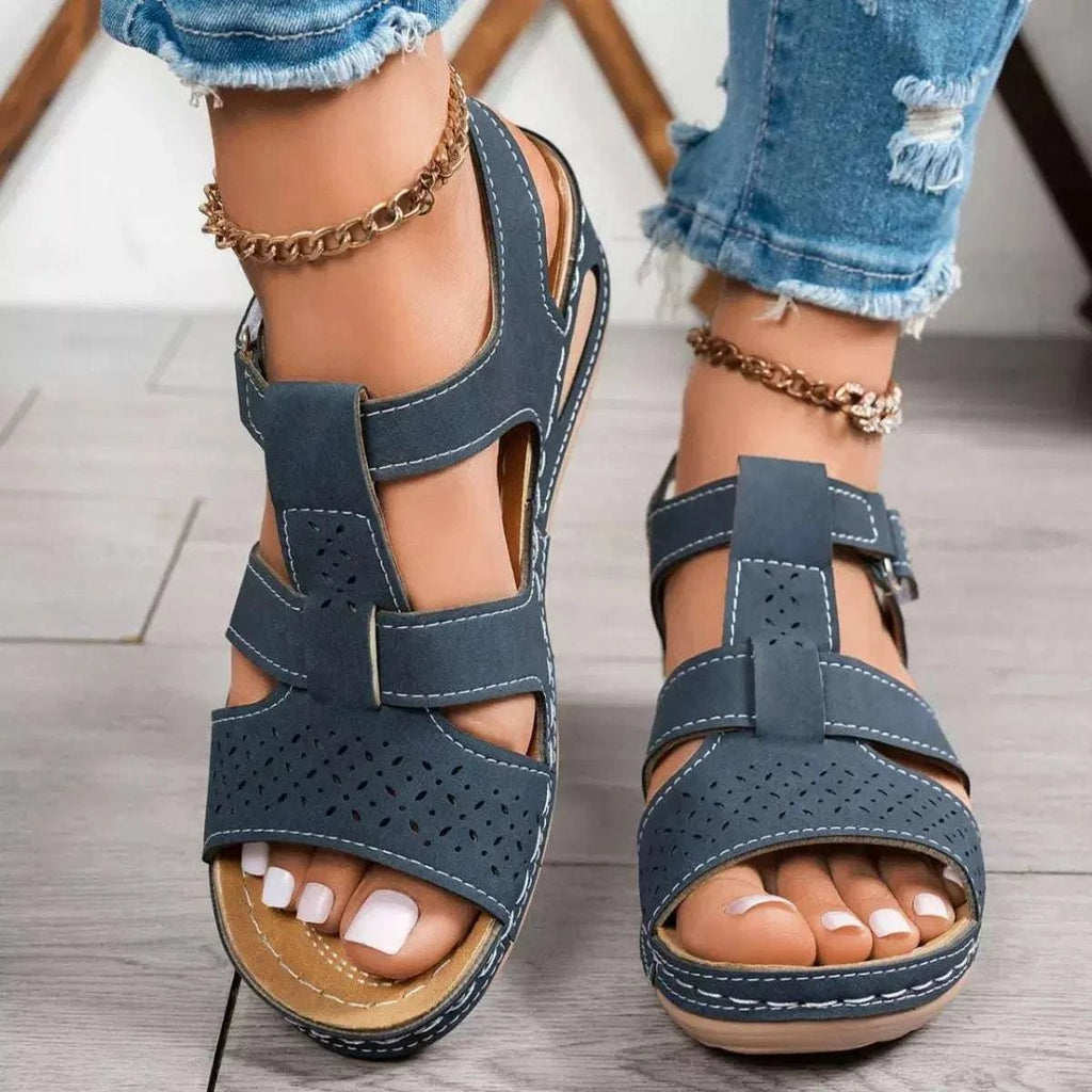Open Toe Wedge Sandals - GlowUp Garments
