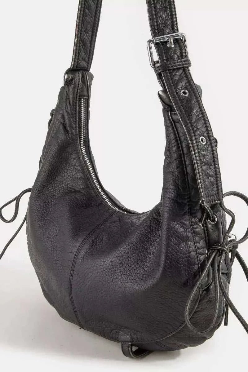 Larger Leather Crescent Shoulder Bag - GlowUp Garments