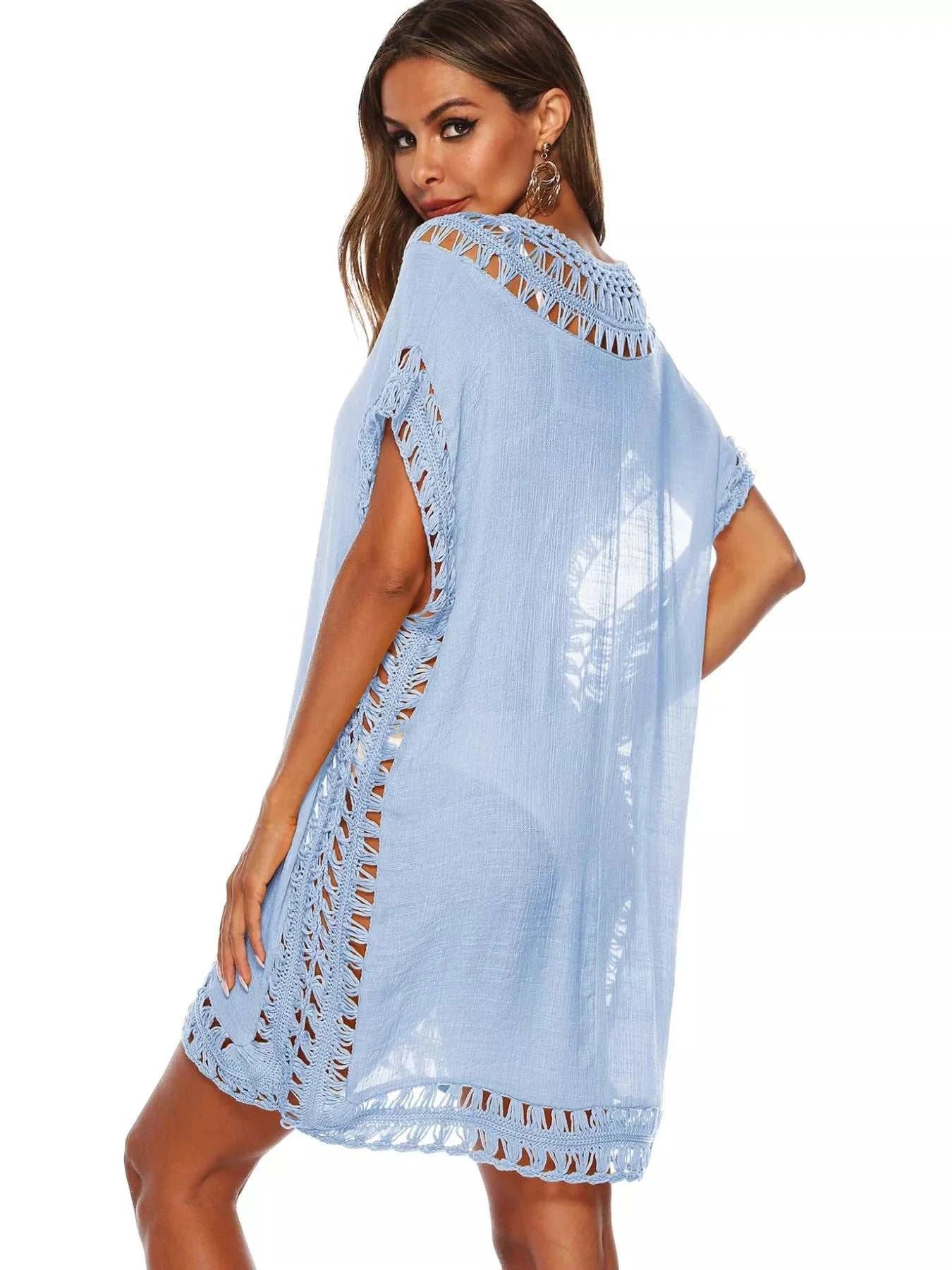 Crochet Trim V-Neck Cover-Up Dress - GlowUp Garments