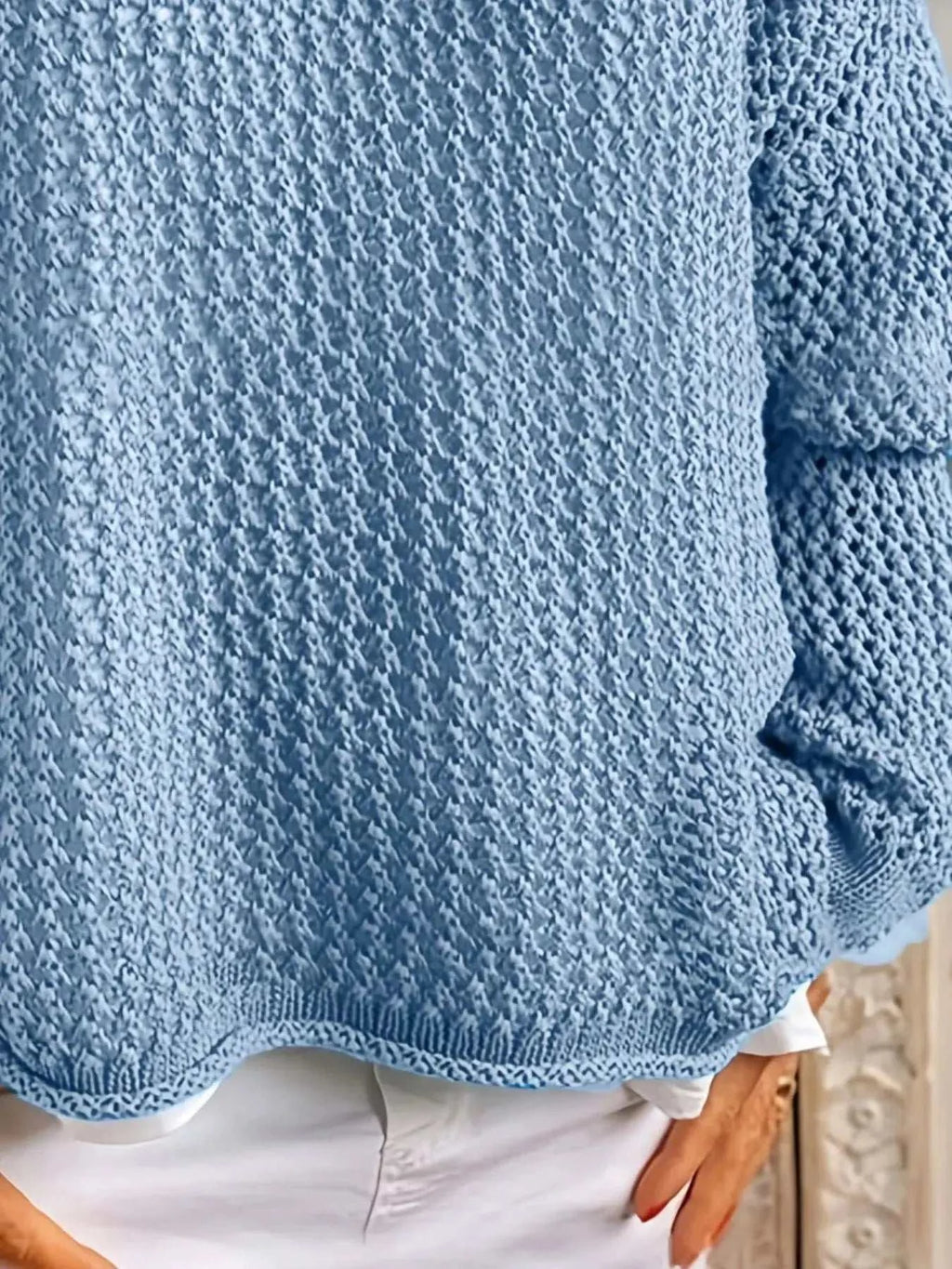 Openwork Long Sleeve Hooded Knit Cover Up - GlowUp Garments
