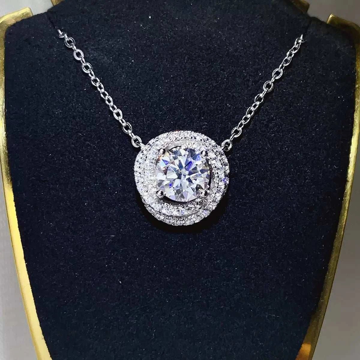 2 Carat 925 Sterling Silver Moissanite Pendant Necklace - GlowUp Garments