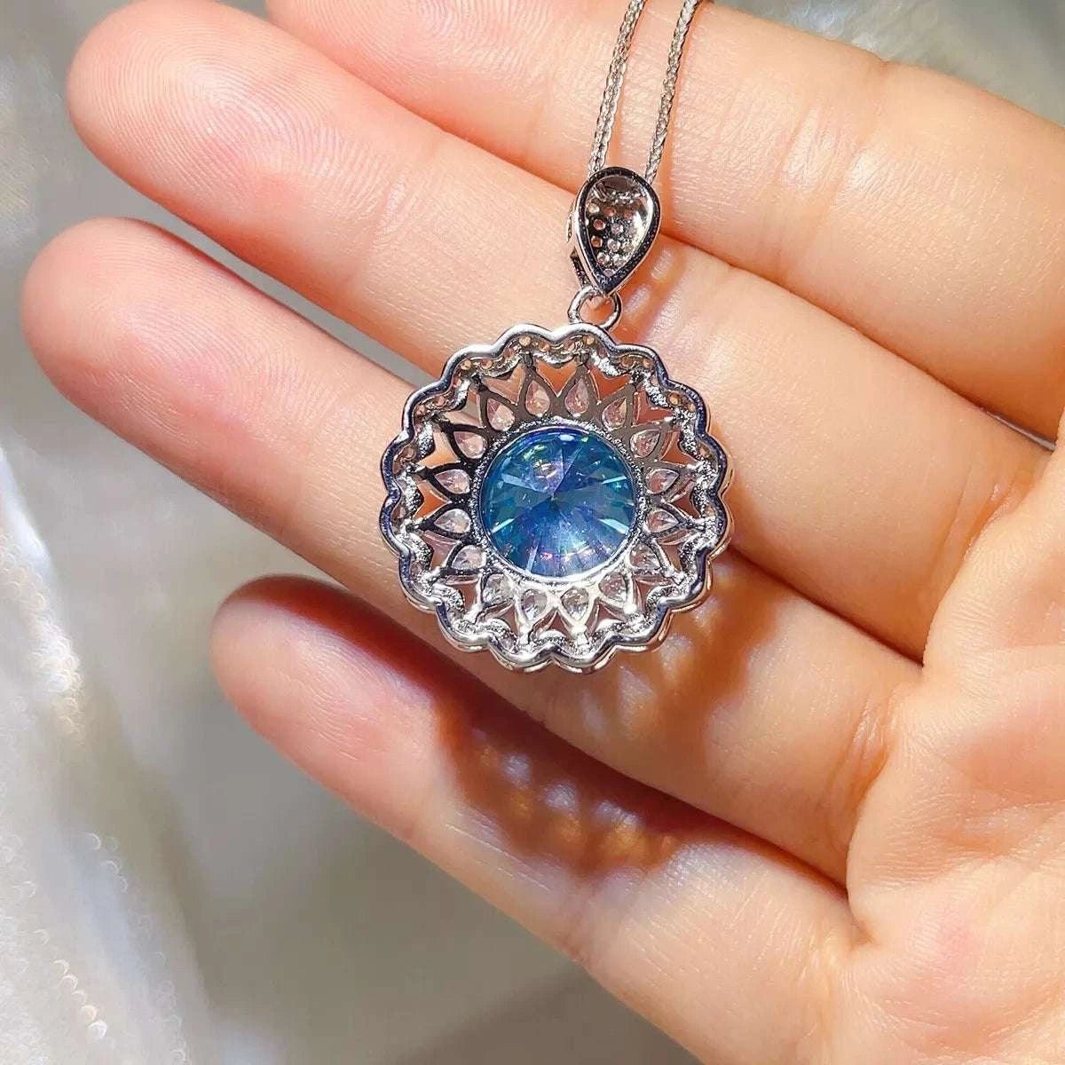 5 Carat 925 Sterling Silver Moissanite Pendant Necklace - GlowUp Garments