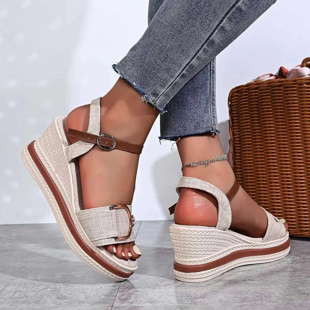 Open Toe Wedge Sandals - GlowUp Garments