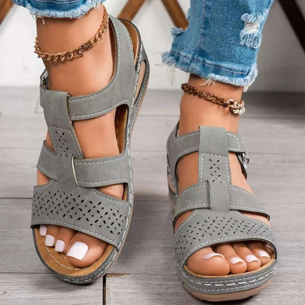 Open Toe Wedge Sandals - GlowUp Garments
