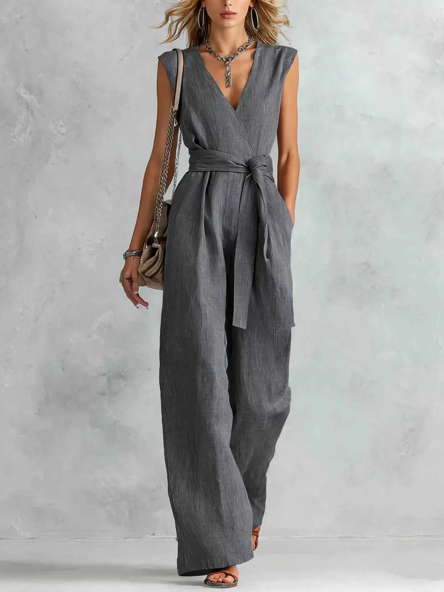 Sleeveless Wide Leg Jumpsuit - GlowUp Garments