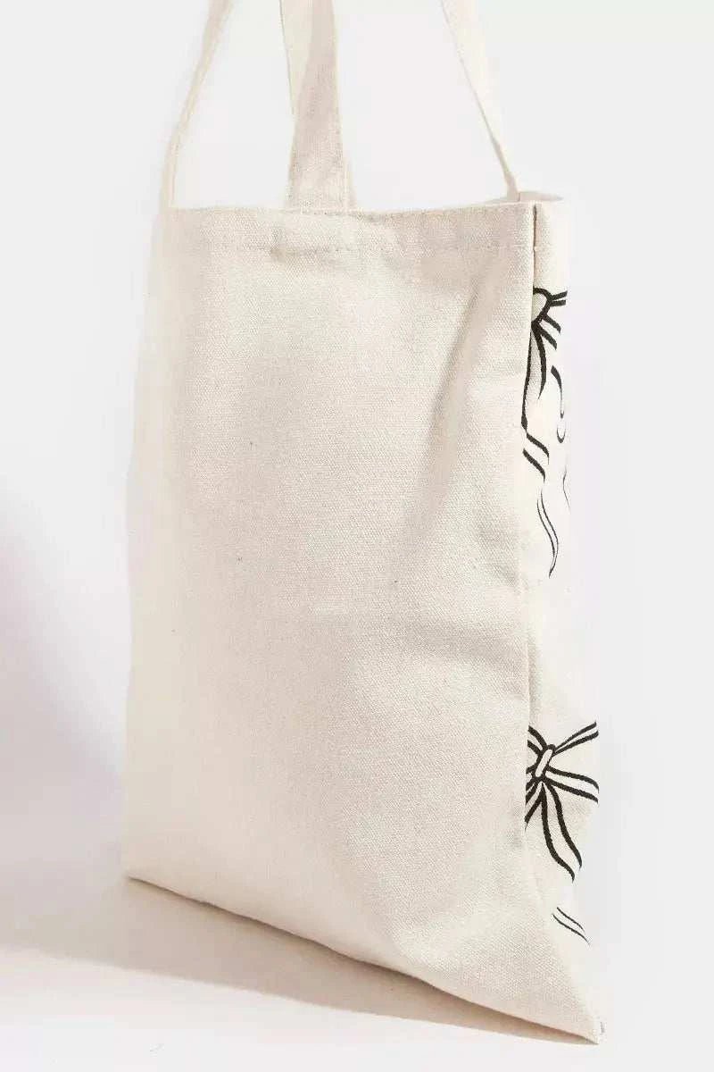 Ribbon Bow Tie Print Tote Bag - GlowUp Garments