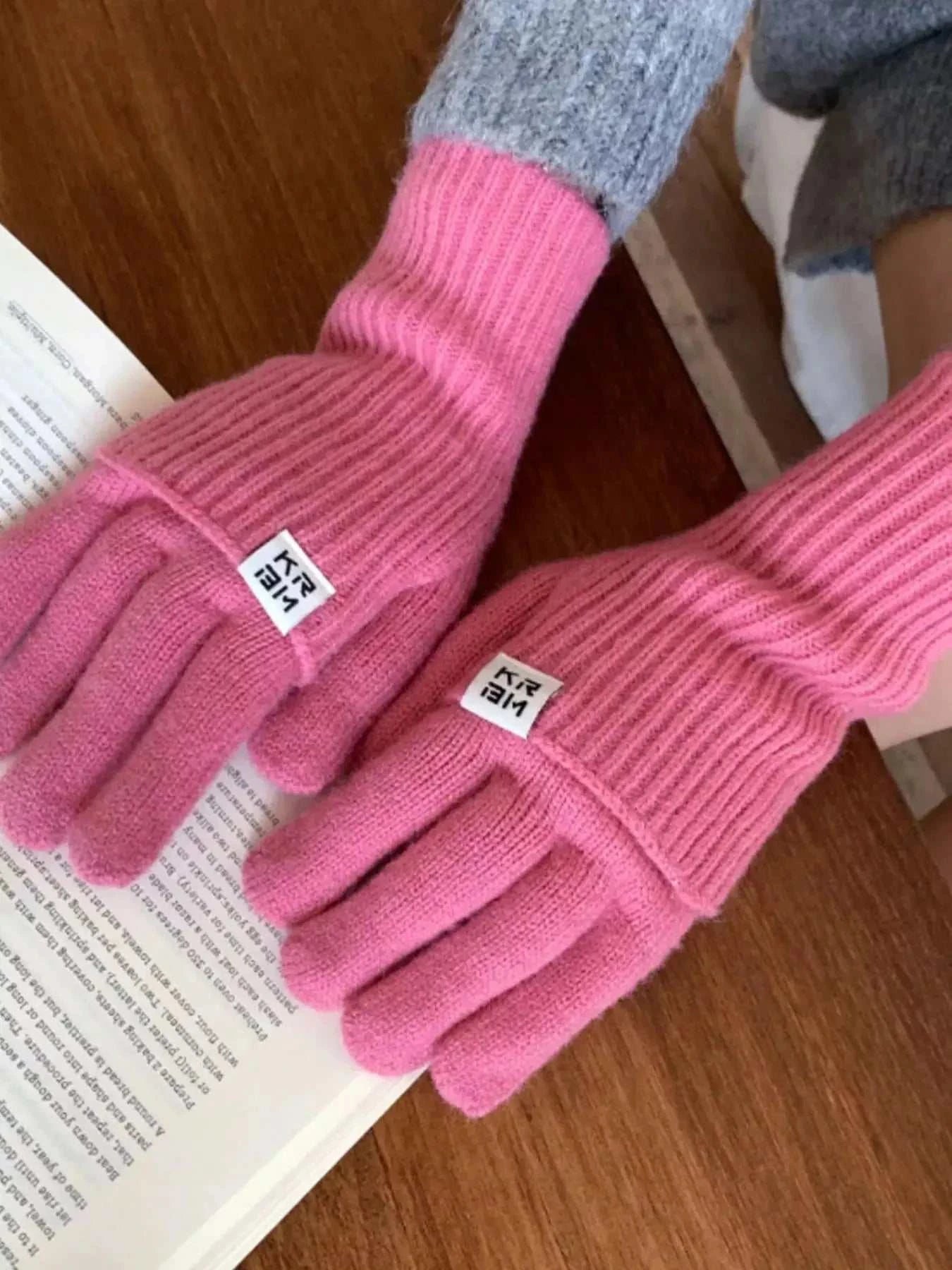 Ribbed Knit Winter Gloves - GlowUp Garments