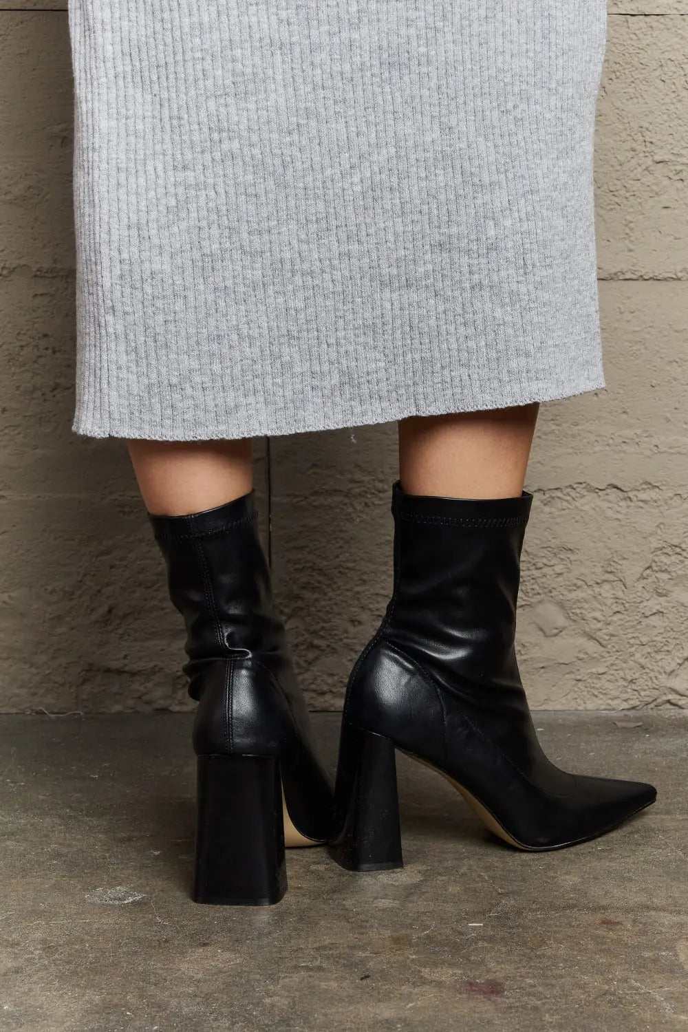 Weeboo Stacy Block Heel Sock Boots - GlowUp Garments