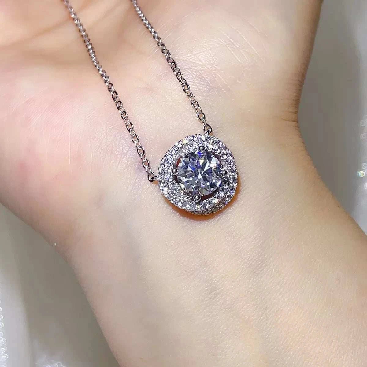 2 Carat 925 Sterling Silver Moissanite Pendant Necklace - GlowUp Garments