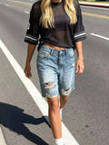 Distressed Denim Shorts - GlowUp Garments
