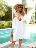 Crochet Trim Cold Shoulder Cover-Up Dress - GlowUp Garments
