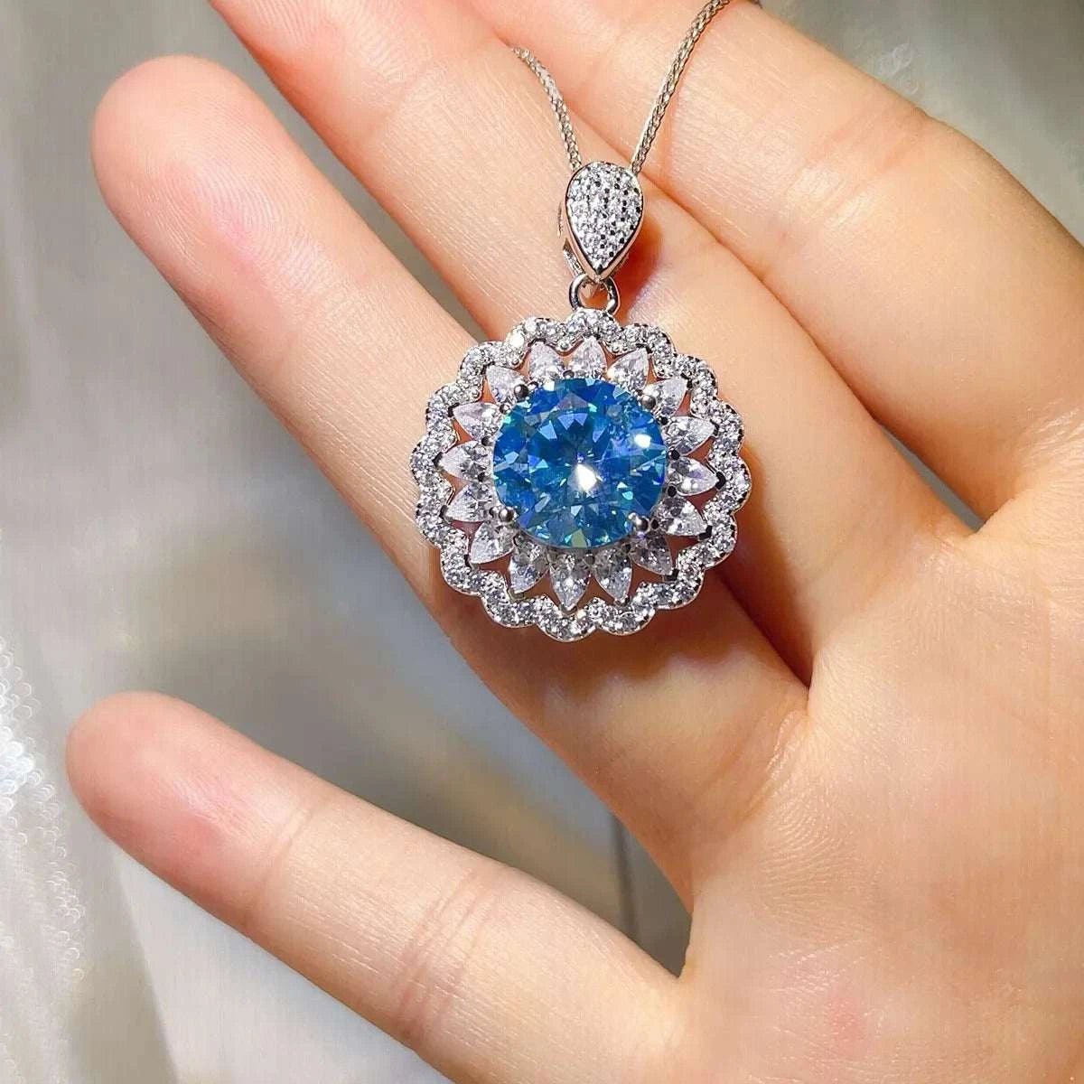 5 Carat 925 Sterling Silver Moissanite Pendant Necklace - GlowUp Garments