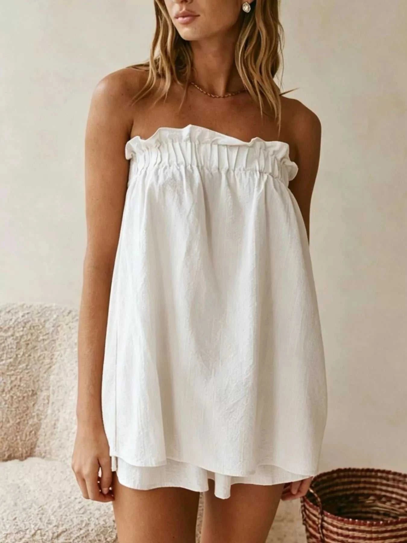Full Size Strapless Top and High-Waisted Skirt Set Plus Size - GlowUp Garments