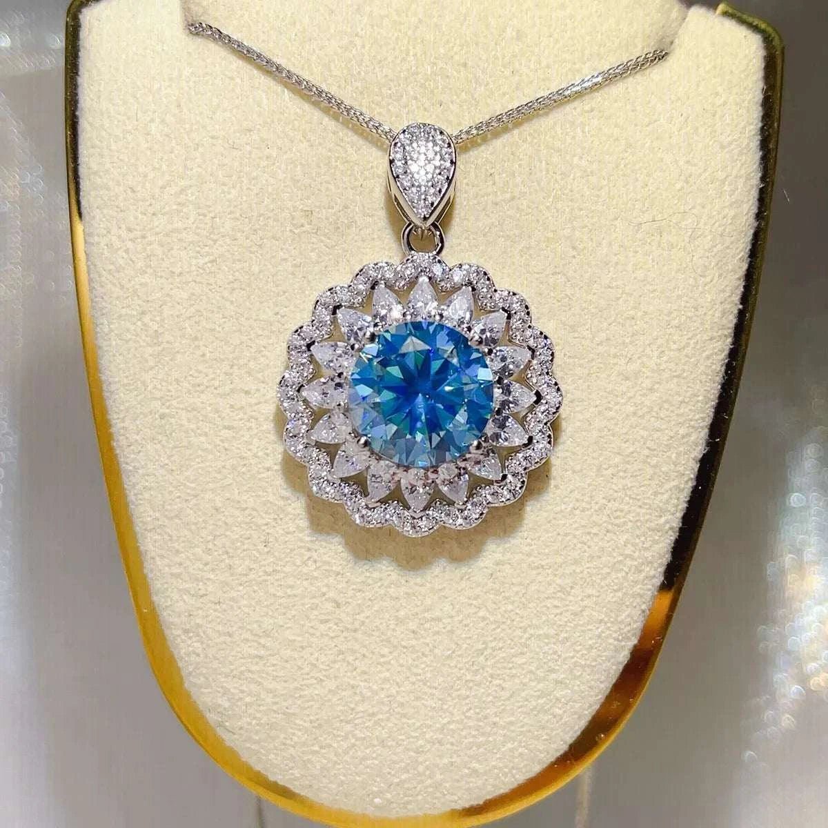 5 Carat 925 Sterling Silver Moissanite Pendant Necklace - GlowUp Garments