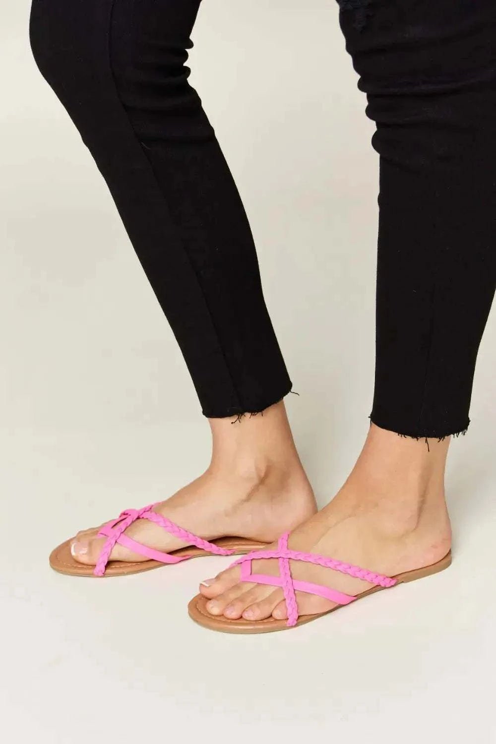 WILD DIVA Crisscross PU Leather Open Toe Sandals - GlowUp Garments