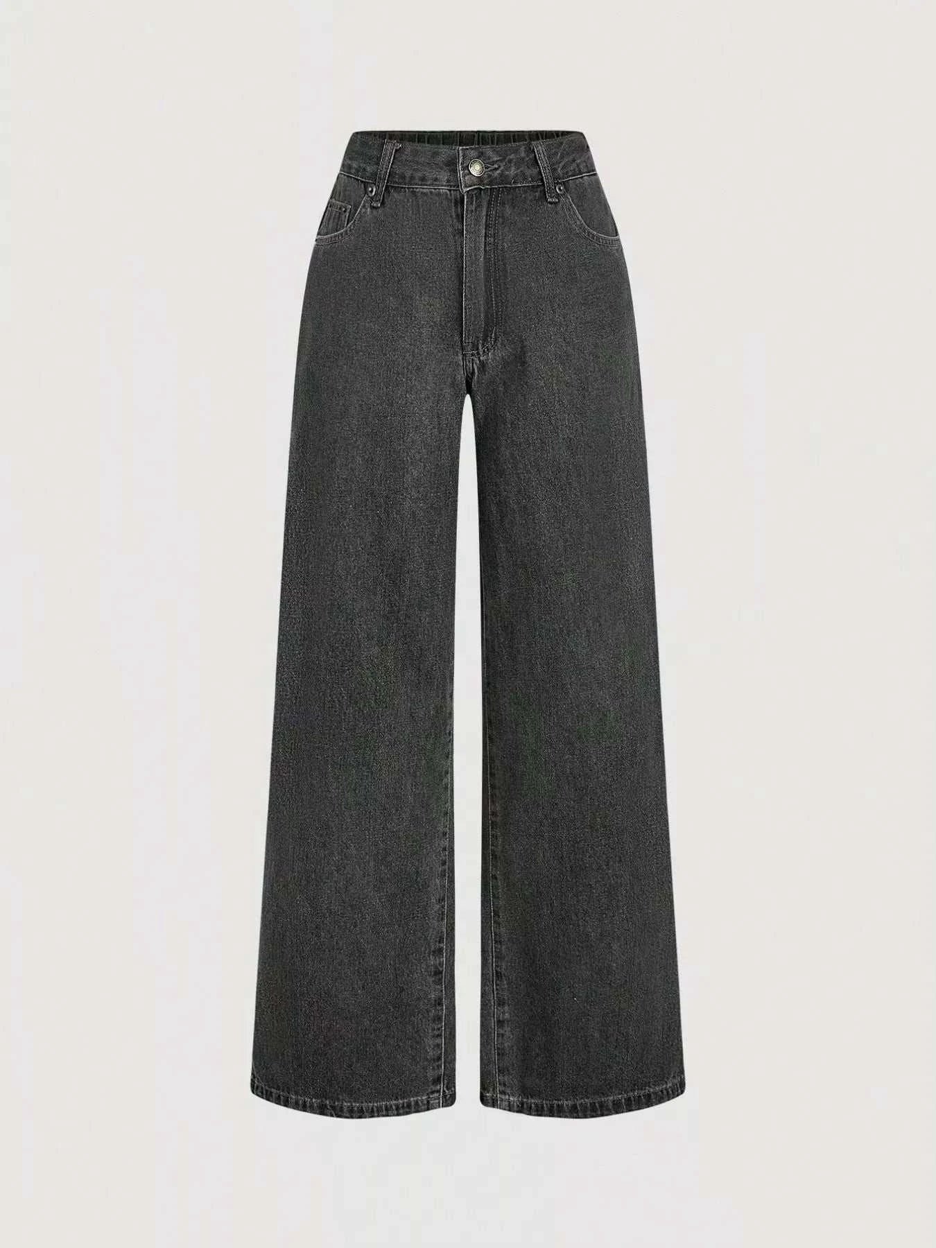 Halter Neck Denim Vest and Wide-Leg Jeans Set - GlowUp Garments