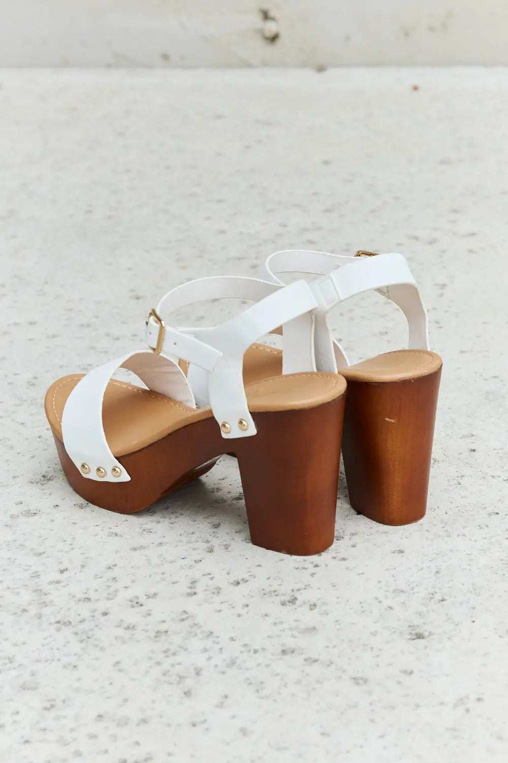 DDK Time After Time Wooden Platform Strap Heels - GlowUp Garments