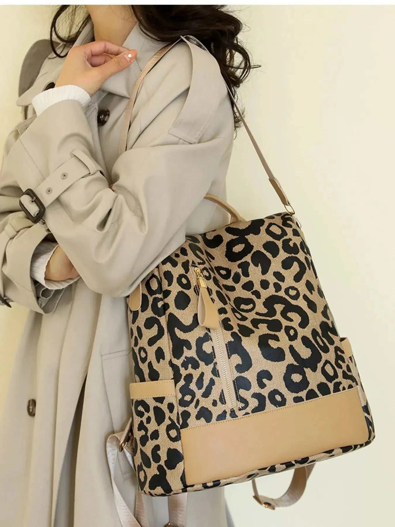 Leopard Print Backpack Bag - GlowUp Garments