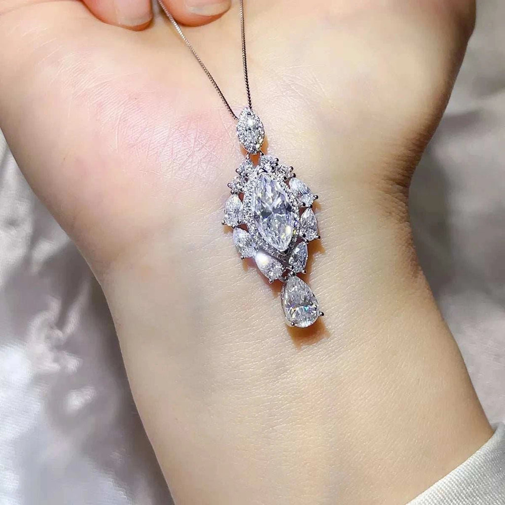 3 Carat 925 Sterling Silver Moissanite Pendant Necklace - GlowUp Garments