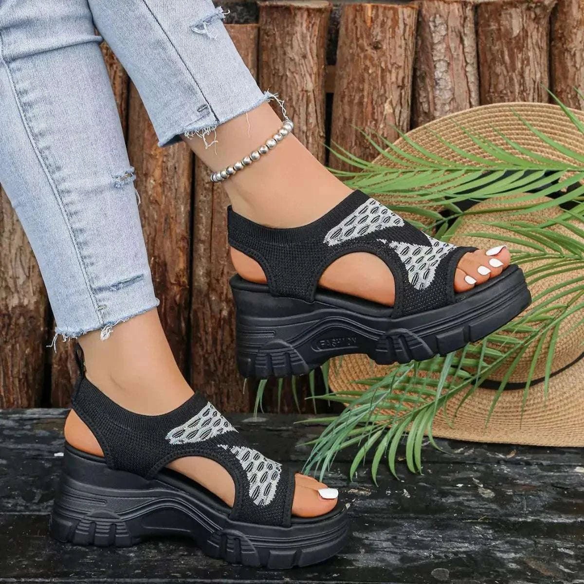 Open Toe Platform Sandals - GlowUp Garments