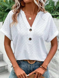 Notched Short Sleeve Top - GlowUp Garments