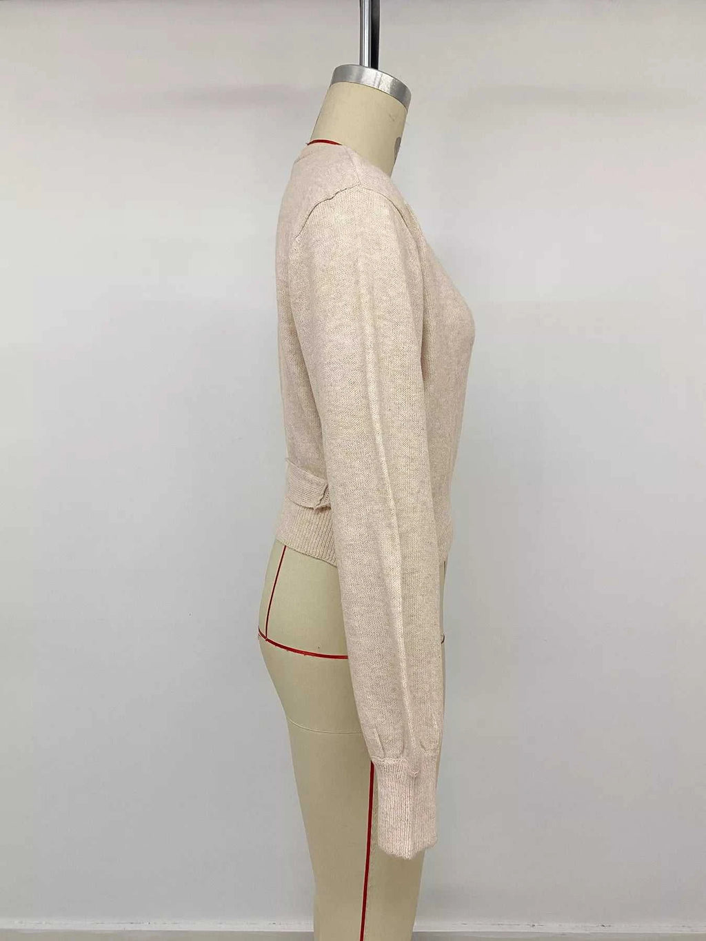 Tied Surplice Long Sleeve Sweater - GlowUp Garments